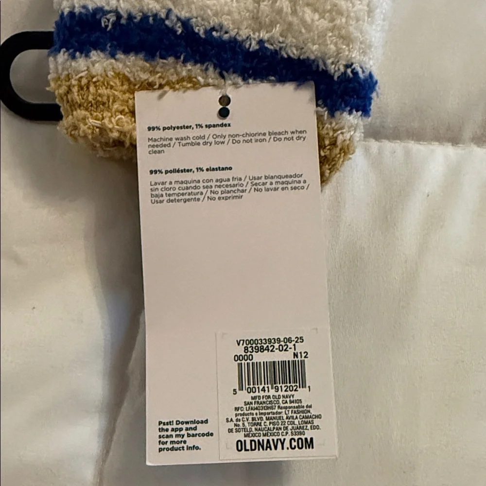 Old Navy White, Gold & Blue Menorah Cozy Crew Socks